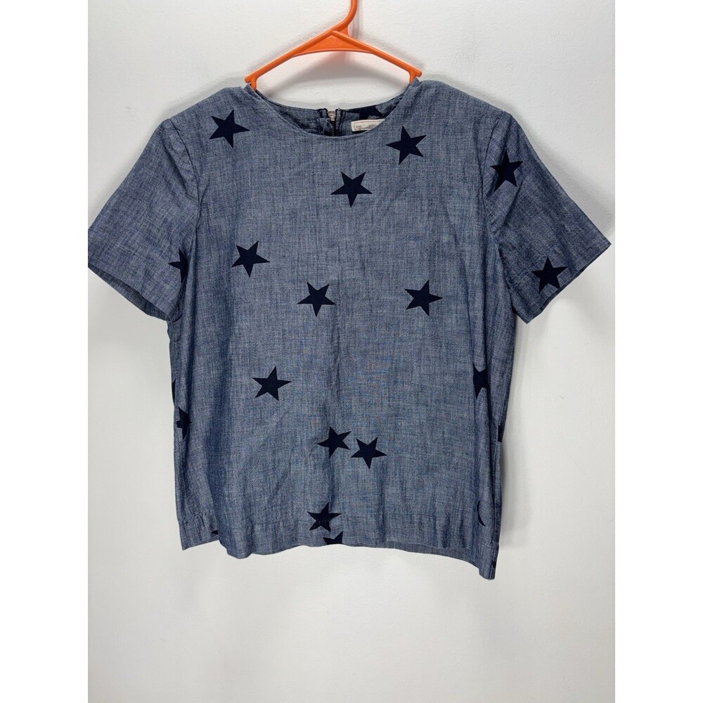 Gap Womens Crop Top/ Blouse Petite S Cotton  Printed Star Short-Sleeve